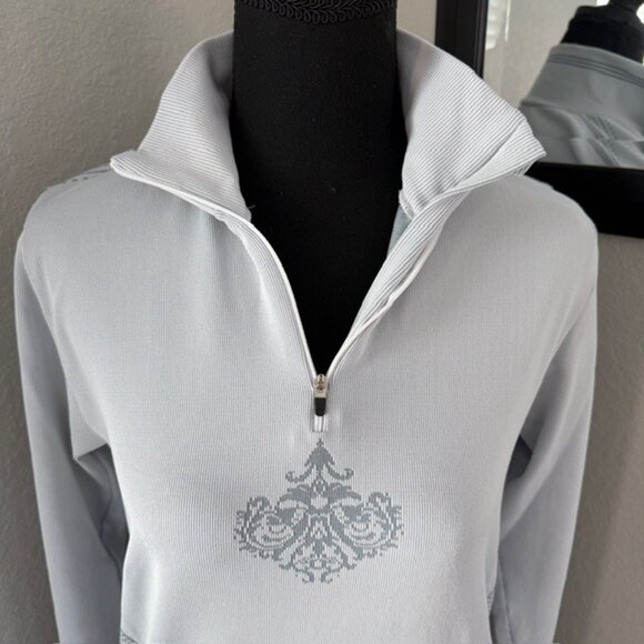 ATHLETA Light Gray Quarter Zip Stretch Pullover Top XL - Picture 6 of 10